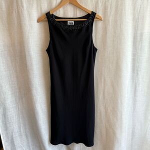 R&M Richards Black Beaded Cocktail Dress | 14 | Sleeveless | Classic LBD